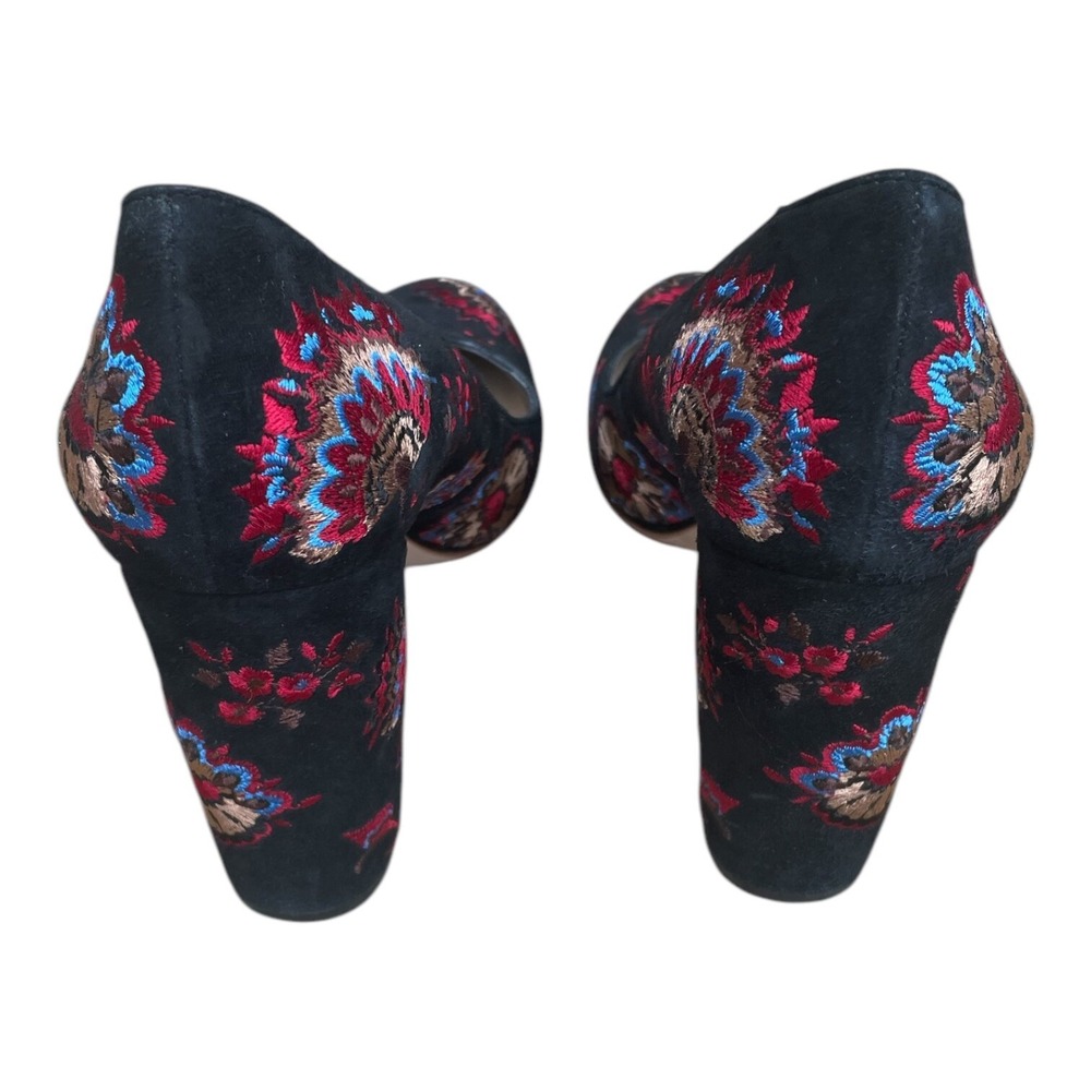 Loeffler Randall Sydnee Pumps Size 8 Black Floral Embroidered‎ Leather - Picture 5 of 7